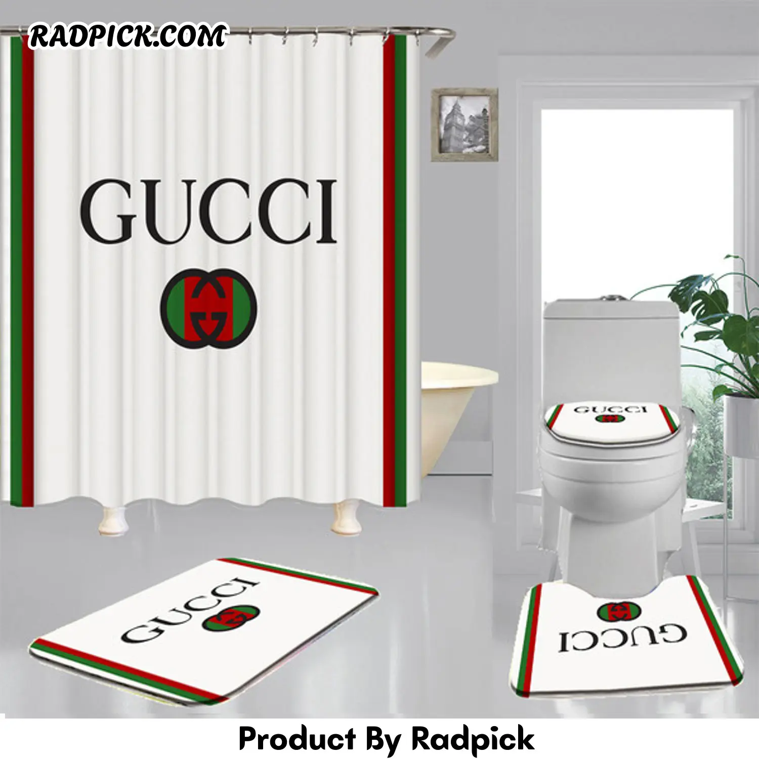 Gucci gc shower curtain waterproof luxury bath mat sets v6  rp387755